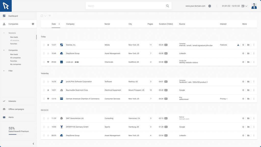 The SalesViewer® interface on a desktop PC